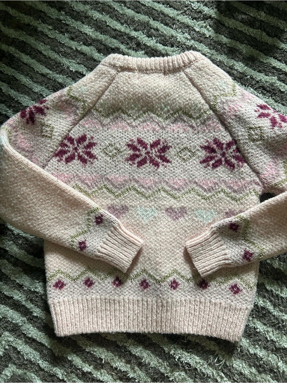 Soft Pink Fair Isle  Toddler Sweater - Picture 4 of 4
